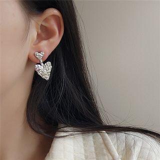 Heart Drop Earring 1 Pair - S925 Silver Needle - Silver - One Size