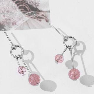 925 Sterling Silver Bead Drop Earring Stud Earring - 1 Pair - Silver - One Size