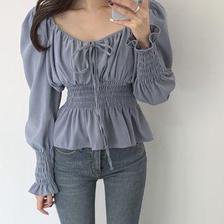 Bow Detail Peplum Blouse