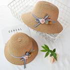 Family Matching Flower Detail Bow Detail Boater Hat
