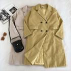 Plain Double-breasted Woolen Long-sleeve Coat