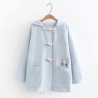 Rabbit Embroidered Hooded Toggle Coat