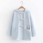 Rabbit Embroidered Hooded Toggle Coat