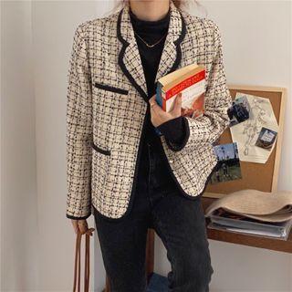 Faux Pearl Tweed Button Jacket