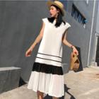 Cap-sleeve Two-tone Chiffon Dress