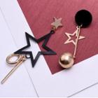 Non-matching Alloy Star Dangle Earring 1 Pair - Black & Rose Gold - One Size