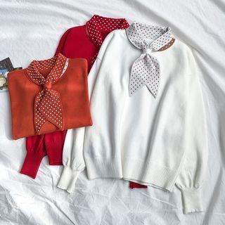 Dotted Tie-neck Sweater