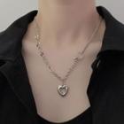 Heart Drop Necklace Silver - One Size