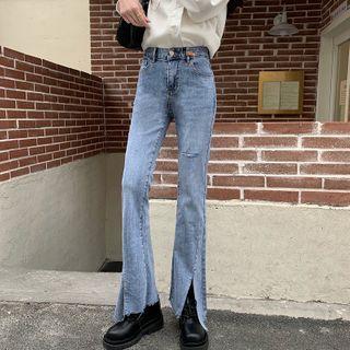 High-waist Split Boot-cut Jeans