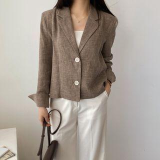 Single-breasted Linen Cropped Jacket