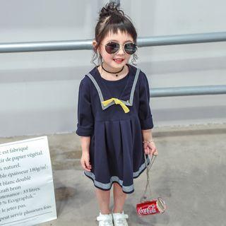 Long-sleeved Pleated Plain Sheath Dress