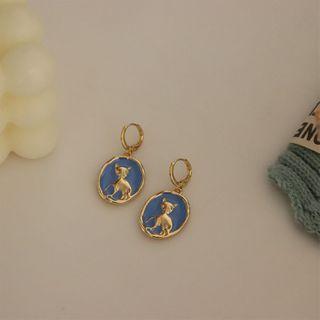 Deer Alloy Dangle Earring 1 Pair - Hoop Earring - Gold - One Size