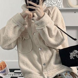 Faux Shearling Button-up Jacket Oatmeal - One Size