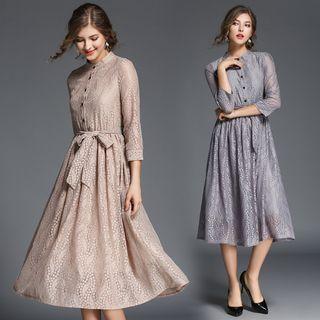 Lace Tie-waist Midi Dress