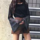 Bell-sleeved Mesh Top