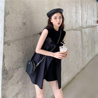 Ruffle A-line Sleeveless Dress Black - One Size