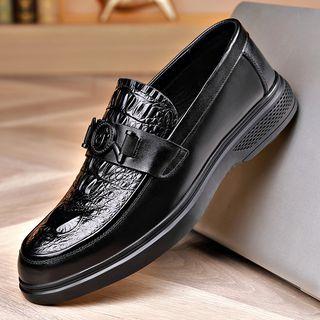 Faux Leather Textured Platform Loafers