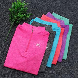 Long-sleeve Mock-neck Zip-up Sports Top