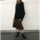 Plain Sweater / Side Slit Midi Skirt