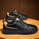 Faux-leather Fleece-lined Lace-up Sneakers