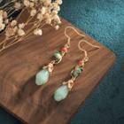 Flower Faux Gemstone Alloy Dangle Earring 1 Pair - Cp365 - Green - One Size