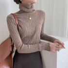 Turtleneck Shirred Knit Top