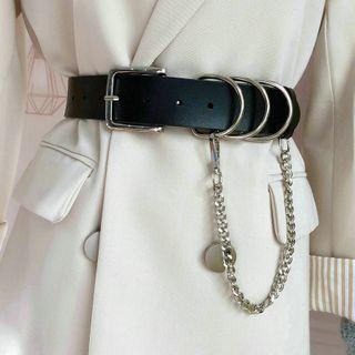 Chain Detail Hoop Faux Leather Belt