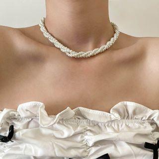 Faux Pearl Choker A - Silver - One Size