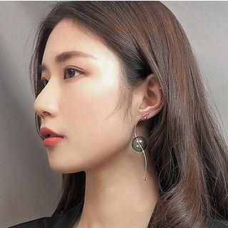 Glass Ball Drop Earring With Ear Cuff 1 Piece - Clip On Earring & Earrings - One Size