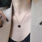 Lock Faux Crystal Pendant Necklace