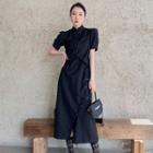 Mock Two-piece Short-sleeve Midi Qipao