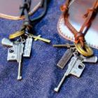 Faux Leather Gun Pendant Necklace