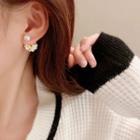 925 Sterling Silver Faux Pearl Shell Flower Stud Earrings Faux Pearl Flower - One Size