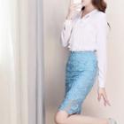 Short/ Long-sleeve Blouse/ Pencil Skirt/ Wide-leg Pants / Set
