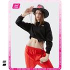 Asymmetrical Drawstring-hem Crop Hoodie