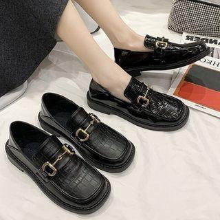 Croc Grain Platform Loafers