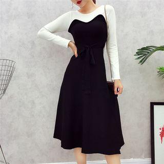 Two Tone A-line Knit Dress