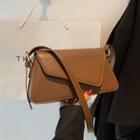 Faux Leather Asymmetrical Flap Crossbody Bag