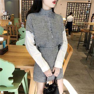 Stand Collar Shirt / Mini Skirt