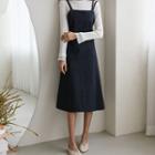Double-strap Stitched Midi Overall Dress