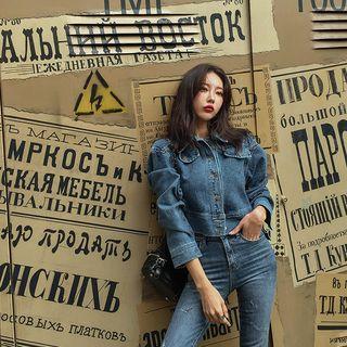 Denim Short Trucker Jacket Blue - One Size