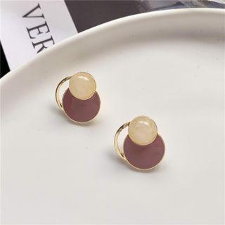 Disc Stud Earring 1 Pair - Earrings - Purple - One Size