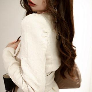Puff-shoulder Tie-waist Jacket
