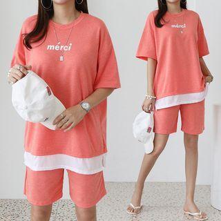 M Rci Letter T-shirt & Shorts Set