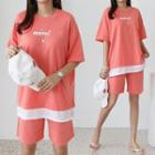 M Rci Letter T-shirt & Shorts Set