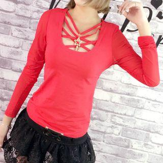 Rhinestone Star Long-sleeve T-shirt