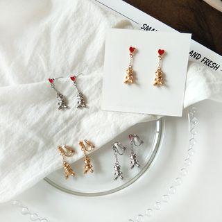 Alloy Heart & Bear Dangle Earring