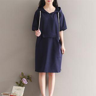 Short-sleeve Hooded A-line Dress