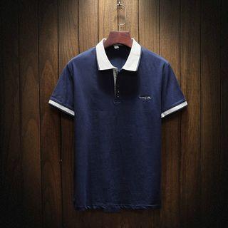Letter Embroidered Short-sleeve Polo Shirt