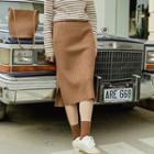 Plain Split Knit Semi Skirt